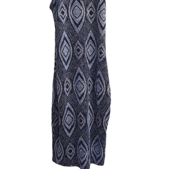 Iris Dress Choker Bodycon Peekaboo Deep V Cutout Back Metallic Geo Black Sz M - Picture 6 of 8